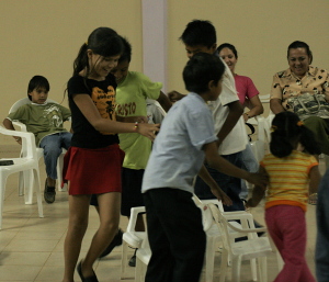 Musical chairs at one of the evening meetings