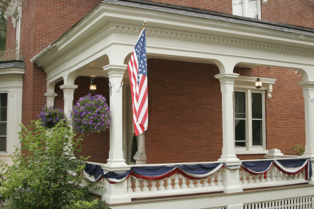 Inn with patriotic bunting